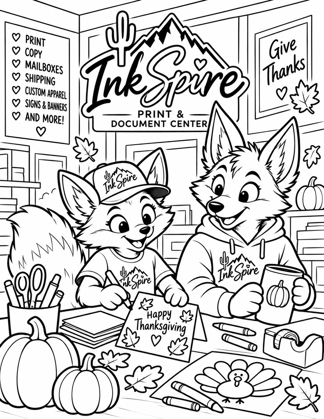 Inky and Neon Thanksgiving coloring page